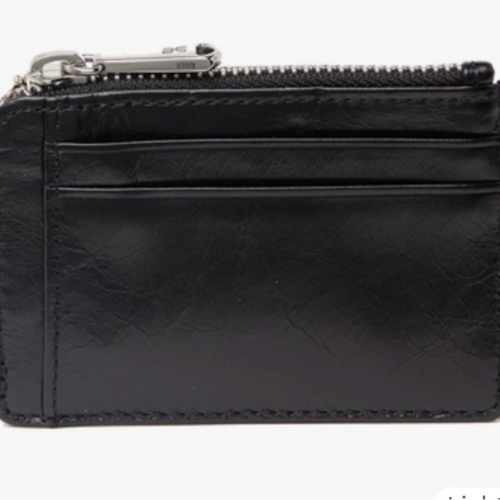 HOBO Kai Leather Cardholder Wallet w/ Keychain (Black) – Zip Coin Pocket | OS